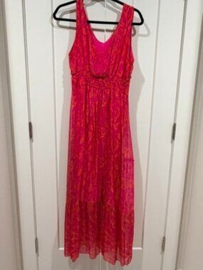 Lara G Silk Italian dress - Hot pink sheer maxi dress